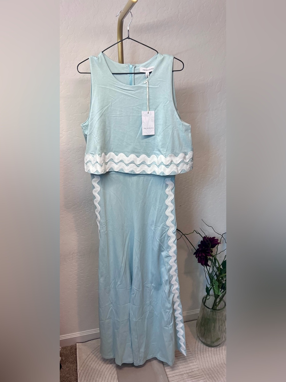 PROSPERINA KAYLA ANCIENT WATERS AQUA COTTON JUMPSUIT - Picture 2 of 2